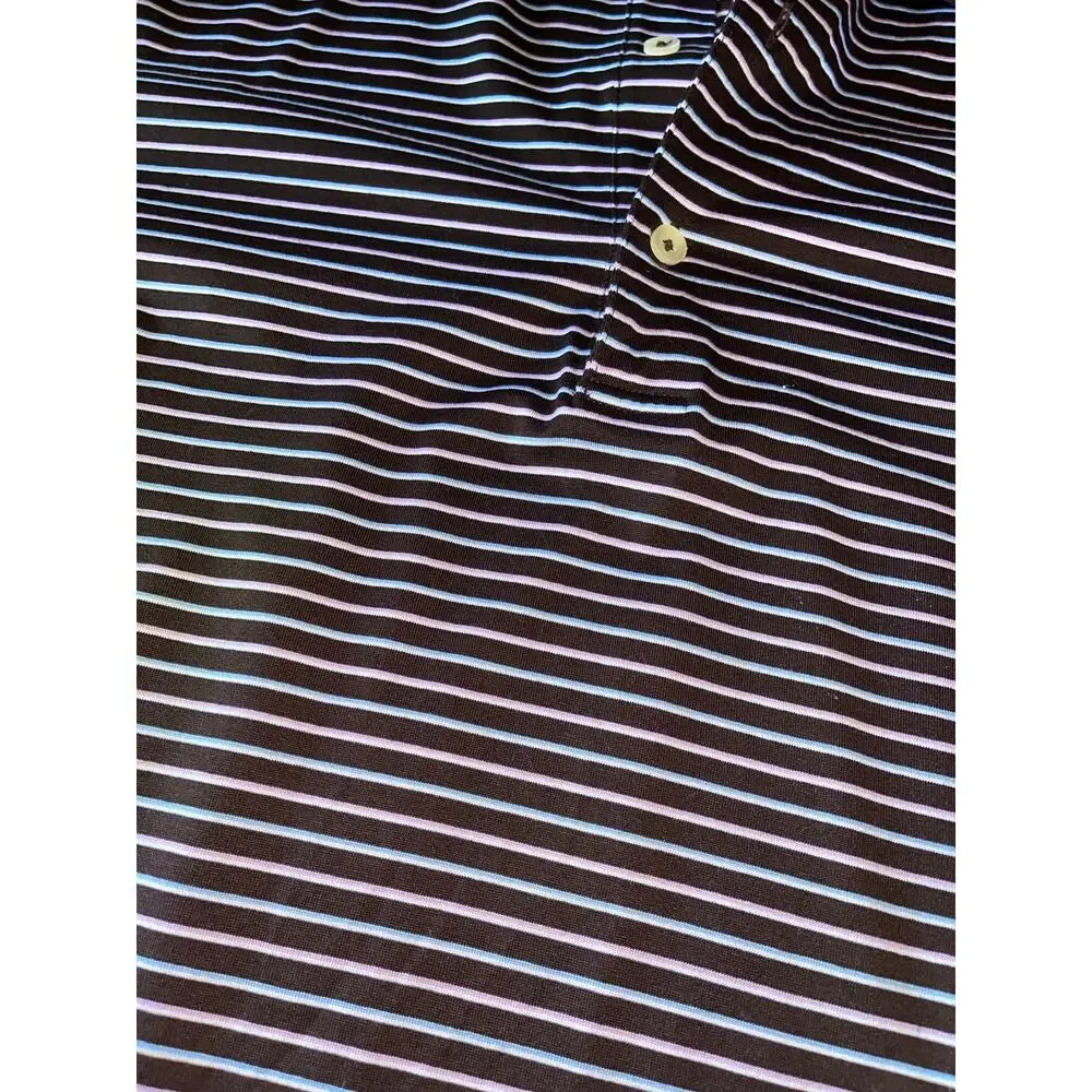 Mens Fairway and‎ Greene Mercerized Cotton Brown Striped Golf Polo Size XL
